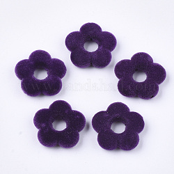 Marcos de cuentas de acrílico flocky, flor, violeta oscuro, 19x19.5x5mm, agujero: 1 mm, diámetro interior: 6 mm