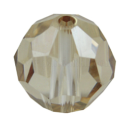 Perlien cristallo austriaco, 10 mm sfaccettato tondo, colore dell'ombra d'oro, Foro: 1 mm