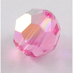 Perlien cristallo austriaco, 8 mm sfaccettato tondo, rosa caldo, ab, Foro: 1 mm