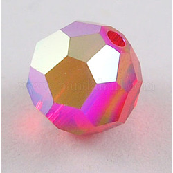 Perles de cristal autrichien, 8 mm ronde à facettes, rouge, ab, Trou: 1mm