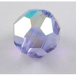 Austrian Crystal Beads, 8mm Faceted Round, Lt.Slate Blue, AB, hole: 1mm