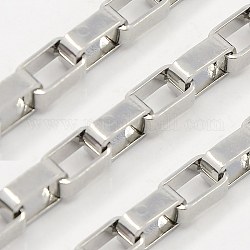 304 Stainless Steel Venetian Chains, Box Chain, Unwelded, Rectangle, Stainless Steel Color, 4.5x4.5mm
