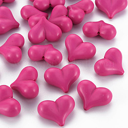 Perles acryliques opaques, cœur, support violet rouge, 17x22x10mm, Trou: 1.4mm, environ 255 pcs/500 g