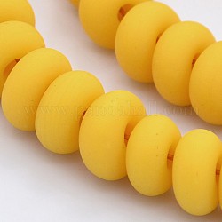 Handmade Frosted Lampwork Beads Strands, Rondelle, Gold, 12x6mm, Hole: 2.5mm, about 60pcs/strand, 14.1inch