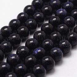 Perles bleues Goldstone brins, ronde, 10mm, Trou: 1mm, Environ 40 pcs/chapelet, 15 pouce
