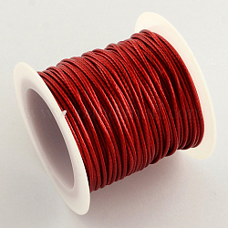 Корейская вощеной шнуры полиэфирные, красные, 1 мм, около 10.93 ярда (10 м) / рулон, 25 рулонов / мешок