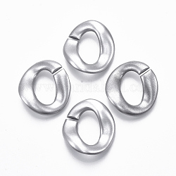 Spray Painted CCB Plastic Linking Rings, Quick Link Connectors, For Jewelry Curb Chains Making, Oval Twist, Silver, 32x29.5x9mm, Inner Diameter: 12x20mm