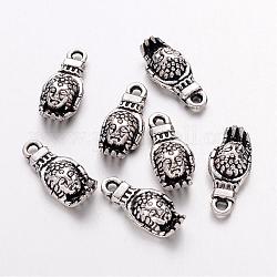 Tibetan Style Alloy Pendants, Cadmium Free & Lead Free, Palm, Antique Silver, 18x9x5mm, Hole: 2mm