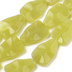 Natürliche Zitronen Jade Perlen Stränge, Twist Teardrop, 30~30.5x20~20.5x6~7 mm, Bohrung: 1.5 mm, ca. 12 Stk. / Strang, 10.39'' (26.4 cm)