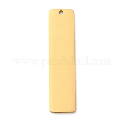イオンメッキ304ステンレス鋼ペンダント  空白タグのスタンプ  長方形のチャーム  ゴールドカラー  50x12x1.5mm  穴：1.8mm