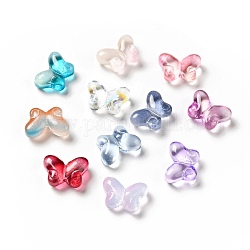 Perles en verre transparentes, papillon, couleur mixte, 10x14x5.5mm, Trou: 1mm