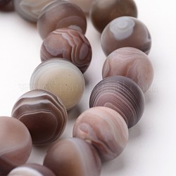 Chapelets de perle en agate naturelle du Botswana, mat, ronde, 10mm, Trou: 1mm, Environ 38 pcs/chapelet, 15 pouce