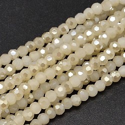 Brins de perles rondes en verre plaqué imitation jade, à facettes (32 facettes), demi-arc-en-ciel, vieille dentelle, 4mm, Trou: 1mm, Environ 100 pcs/chapelet, 14.9 pouce