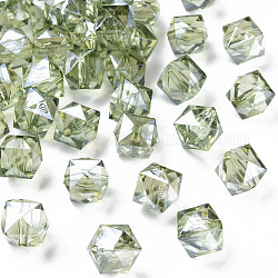 Perles en acrylique transparente, facette, losange, vert olive, 13x14x13.5mm, Trou: 2mm, environ 346 pcs/500 g