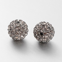 Perline rhinestone grado a, perline palla di disco, resina e caolino, tondo, grigio, PP9 (1.5mm), 1.6mm, Foro: 8 mm