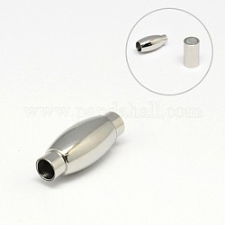 304 Stainless Steel Magnetic Clasps with Glue-in Ends, Column with Barrel, 17x7mm, Hole: 3mm