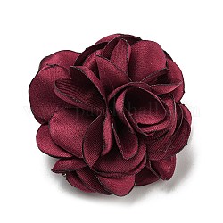 女性用布製バラの花のブローチ  鉄ピンとワニ口クリップ付き  暗赤色  53~55x53~55x34~37mm