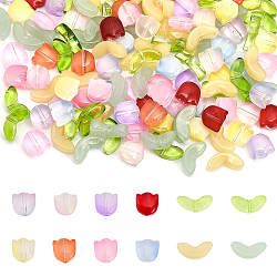 Globleland 180 pièces 12 perles de chalumeau faites à la main, tulipe, couleur mixte, 8.5~14x6.5~9x4~5mm, Trou: 1mm