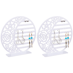 Espositori per orecchini in acrilico a specchio a 8 livello delorigin, 2 confezione piatta rotonda con espositore per gioielli floreali per collana con orecchini ad anello, bianco, 1.57 x 7.08 x 7.08 pollice