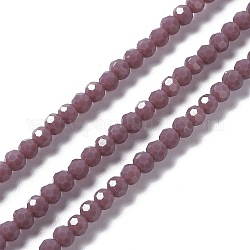 Brins de perles de verre à facettes (32 facettes), ronde, rouge indien, 4mm, Trou: 1mm, Environ 99~107 pcs/chapelet, 14.09~15.43'' (35.8~39.2 cm)