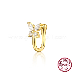 Pendientes de mariposa con circonita cúbica para mujer., 925 joya de plata de ley, real 18k chapado en oro, 12x7x7mm