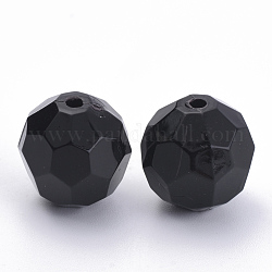 Opaque Acrylic Beads, Faceted, Round, Black, 5x5mm, Hole: 1.2mm, about 8400pcs/500g