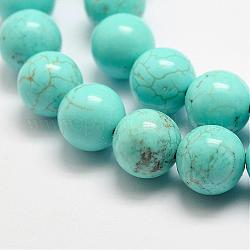 Brins de perles de magnésite naturelle, teints et chauffée, ronde, 4mm, Trou: 1mm, Environ 94 pcs/chapelet, 15.3 pouce (39 cm)