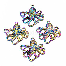 Alloy Big Pendants, Cadmium Free & Nickel Free & Lead Free, Octopus, Rainbow Color, 54.5x57x5mm, Hole: 4mm