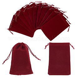 Pochettes en velours rectangle nbeads, sacs-cadeaux, rouge foncé, 15x10 cm