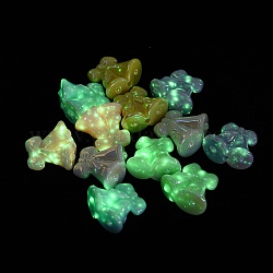Perles acryliques lumineuses opaques plaquées UV, iridescent, Noël Bell, couleur mixte, 25.5x27x13mm, Trou: 2.6mm
