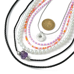 Colliers mixtes, avec pendentifs et colliers de perles, varier dans les matériaux et les couleurs, couleur mixte, 15.74 pouce ~ 38.97 pouces