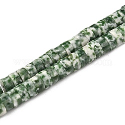 Nbeads 1 Strang natürlicher grüner Fleck Jaspis Perlenstränge, heishi Perlen, Flache Runde / Scheibe, 6x3 mm, Bohrung: 1 mm, ca. 119~131 Stk. / Strang, 14.76~15.74 Zoll (37.5~40 cm)