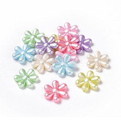 Perles acryliques de perles d'imitation, fleur, couleur mixte, 23x21x5.3mm, Trou: 1.8mm, environ 476 pcs/500 g