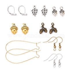 Kits de fabrication de boucles d'oreilles pendantes bricolage, y compris les pendentifs en alliage de style tibétain, accessoires d'oreilles en laiton, couleur mixte, 15x11x5mm, Trou: 2mm