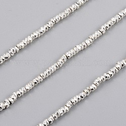Electroplated Non-magnetic Synthetic Hematite Beads Strands, Rondelle, Faceted, Silver Plated, 2x1mm, Hole: 0.7mm, about 390pcs/Strand, 15.75 inch(40cm)