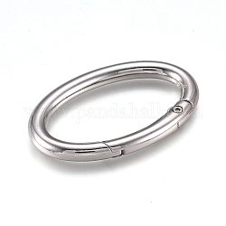 Alloy Spring Gate Rings, Oval Ring, Push Gate Snap Keychain Clasp Findings, Platinum, 47.5x29.5x5mm, Inner Diameter: 37x20mm