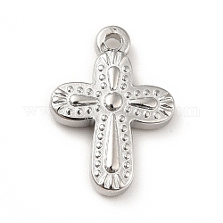 304 Stainless Steel Pendants, Cross Charms, Stainless Steel Color, 19x13.5x3mm, Hole: 1.6mm