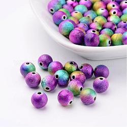 Bunte Runde lackiert Acryl-Perlen mischen, matte Stil, Mischfarbe, ca. 8 mm Durchmesser, Bohrung: 1.9 mm
