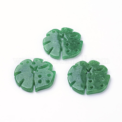 Natürliche myanmar jade / burmesische jade links verbinder, gefärbt, Blatt, 19x20x2 mm, Bohrung: 1 mm