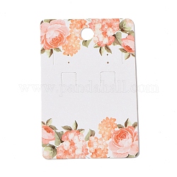 Rectangle Floral Paper Jewelry Display Cards with Hanging Hole, for Earring & Necklace Display, Coral, 9x6x0.05cm, Hole: 1mm