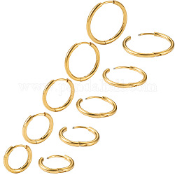 Pandahall 10 шт. 5 размера 316l хирургические серьги-кольца из нержавеющей стали для девочек и женщин, золотые, 12 датчик, 14~22x2 мм, штифты : 0.9~1 мм, 2шт / размер