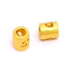 Perle di lettera in lega, colonna, colore oro opaco, letter.g, 6.5x6mm, Foro: 3 mm