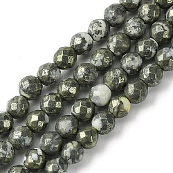 Naturstein Perlen Stränge, facettiert rund, 5.5~6 mm, Bohrung: 1 mm, ca. 69 Stk. / Strang, 15.35~15.55'' (39~39.5 cm)