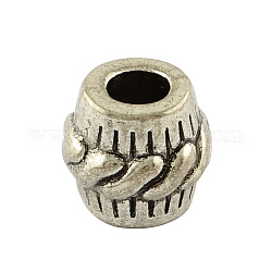 Barile lega di stile tibetano grande buco perline europei, cadmio & nichel &piombo libero, argento antico, 11x10mm, Foro: 5 mm, circa 320pcs/1000g