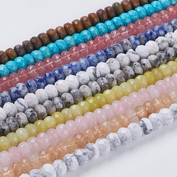 Chapelets de perles en pierre gemme naturelle, facette, rondelle, pierre mixte, couleur mixte, 8x5mm, Trou: 1mm