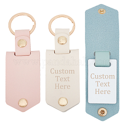 AHADERMAKER 3Pcs 3 Colors Sublimation Keychain Blanks, PU Leather Keychain with Zinc Alloy Key Rings, Double-Side Printed Heat Transfer Keychain, Mixed Color, 11.7cm, 1pc/color