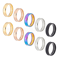 Unicraftale 10 pz 5 colori nucleo vuoto dimensione dell'anello 10 in acciaio inossidabile pianura anello a fascia intarsio anello rotondo vuoto anelli grezzi per la creazione di gioielli
