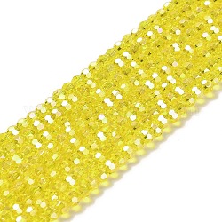 Perles en verre transparentes, facette, ronde, jaune, 4.5x4mm, Trou: 1mm, Environ 94~95 pcs/chapelet, 13.98'' (35.5 cm)