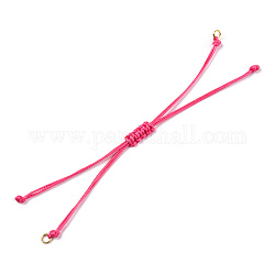 Korean Waxed Polyester Cord Braided Bracelets, with Iron Jump Rings, for Adjustable Link Bracelet Making, Deep Pink, Single Cord Length: 5-1/2 inch(14cm)