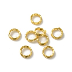Anelli spezzati in ottone, piombo & cadimo libero, anelli di salto a doppio anello, vero placcato oro 24k, 21 gauge, 6x2mm, diametro interno: 4.5mm